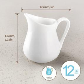 img 3 attached to Nucookery 12 Oz Classic White Fine Porcelain Creamer With Handle, Creamer Pitcher For Sauces Salad Coffee Milk More, Microwave & Freezer Safe (12-Ounce, Set/1)
