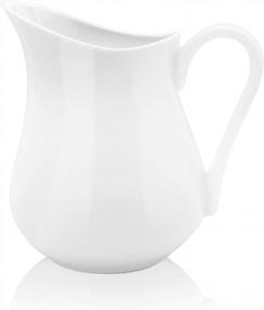 img 4 attached to Nucookery 12 Oz Classic White Fine Porcelain Creamer With Handle, Creamer Pitcher For Sauces Salad Coffee Milk More, Microwave & Freezer Safe (12-Ounce, Set/1)