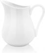 nucookery 12 oz classic white fine porcelain creamer with handle, creamer pitcher for sauces salad coffee milk more, microwave & freezer safe (12-ounce, set/1) logo