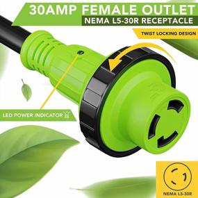 img 2 attached to 15-Foot Power Extension Cord With 30Amp Male Standard And Female Locking Adapter - Ideal For RVs And Outdoor Activities
