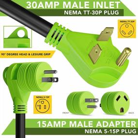 img 1 attached to 15-Foot Power Extension Cord With 30Amp Male Standard And Female Locking Adapter - Ideal For RVs And Outdoor Activities