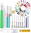 complete punch needle kit with 44 pieces - 24 vibrant rainbow threads, 10 embroidery needles, yarn scissors, seam ripper, thimble and threader for cross stitching and embroidery floss poking logo