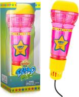 🎤 kids and toddlers echo mic - multicolored flashing light and rattle magic microphone - pink and yellow - speech therapy feedback toy - retro gift for girls and boys who love singing and music logo