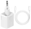 baseus super si wall charger type-c - lightning cable, 20 w, white logo