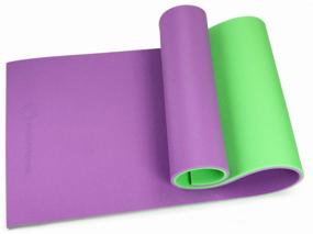 img 3 attached to Yoga and fitness mat soft 15mm 180x60cm, salad / purple