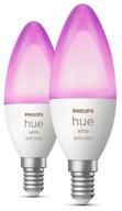 pack of led lamps 2 pcs. philips hue white and color ambiance, e14, b39, 5.3w, 6500k logo