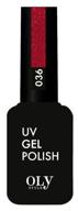 olystyle гель-лак для ногтей uv gel polish, 10 мл, 036 малиновый с глиттером логотип