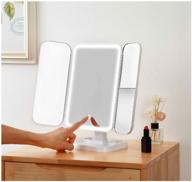 ladyhudi led makeup mirror with light, 3 modes, cool white/warm yellow, dimmable, foldable logo