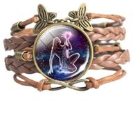 luminous braided bracelet with constellation of zodiac sign, aquarius style logo