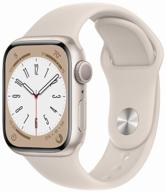 apple watch series 8 45mm aluminium case, starlight sport band логотип
