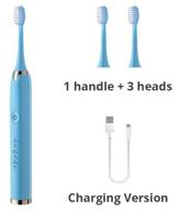 ультразвуковая электрическая зубная щетка с зарядкой ipx7 водонепроницаемая с 3 сменными головками для отбеливания зубов, с таймером. логотип