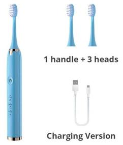 img 3 attached to IPX7 charging ultrasonic electric toothbrush waterproof with 3 replaceable teeth whitening heads, with timer.