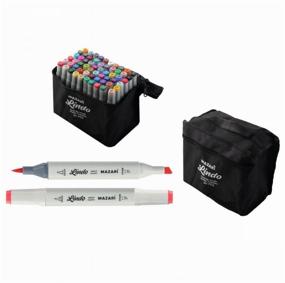 img 4 attached to Mazari Lindo 60 Color Sketch Marker Set, Drawing Felt Tips, Double Alcohol Brush/Chisel 1.0-6.2 mm (incl. blender)