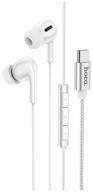 in-ear headphones hoco m91, shelly, nylon, microphone, answer button, volume control, type-c cable 1.2m, color: white logo
