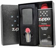gift set zippo (lighter zippo 218 classic with black matte coated flint fuel, 125 ml) logo