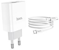 hoco c80a rapido network charger usb type-c cable - usb type-c, 20w, white logo