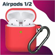 matt case for apple airpods 2 with carabiner / silicone briefcase for wireless earphones apple airwaves 2 shock proof (red) логотип