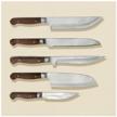 a set of kitchen knives "pokhlebkin". steel 440c. handle laid on, walnut logo