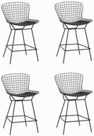 bertoia semi-bar chair with low back, black, with black cushion (set of 4 pcs) logo