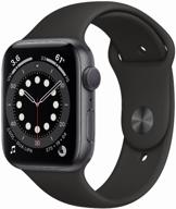 apple watch series 6 44mm aluminum case ru, space gray/black logo