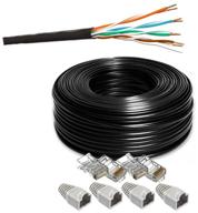 set: internet cable outdoor twisted pair utp4 cat.5e, single-core with rj45 connector and rj45 caps, 30 meters logo