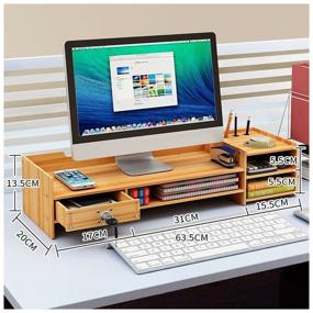 img 4 attached to Wooden desktop organizer Braumann under the monitor