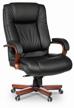 bureaucrat t-9925walnut executive computer chair: genuine leather upholstery in black logo