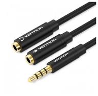 vention jack splitter 3.5 mm m 4 pin - jack 3.5 mm f x 2 (bbc), 0.3 m, black logo