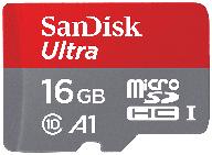 sandisk microsdhc 16gb class 10, a1, uhs-i, r 98mb/s memory card, sd adapter логотип