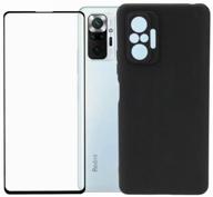 set 2 in 1: protective case 80 protective glass for xiaomi redmi note 10 pro. cover / bumper with camera protection (black matte) logo