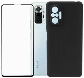 img 3 attached to Set 2 in 1: Protective case 80 protective glass for Xiaomi Redmi Note 10 Pro. Cover / bumper with camera protection (black matte)