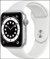 apple watch series 6 40mm aluminum case ru, silver/white логотип