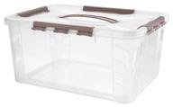 storage container econova with locks and handle grand box, 39x29x18 cm, brown logo