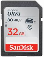 карта памяти sandisk sdhc 32 гб class 10, uhs-i, r 80 мб/с логотип