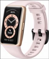 smart watch wrist ladies, fitness bracelet huawei band 6 pink logo