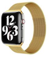 metal strap for apple watch series 1, 2, 3, 4, 5, 6, se, milan loop, 38/40 mm, gold logo