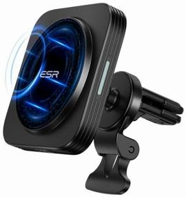 img 4 attached to Car Holder with Magnetic Wireless Charging ESR HaloLock Magnetic Wireless Car Charger for iPhone 12/13 with MagSafe support, black