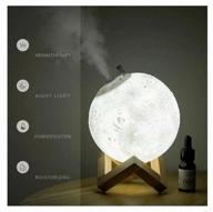 увлажнитель воздуха, ночник-светильник с 3 режимами света moon lamp humidifier 15см, со встроенным аккумулятором и сенсорным управлением. логотип
