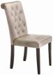 woodville amelia chair, solid wood/textile, color: dark walnut/fabric beige logo