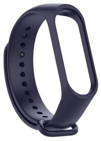 img 3 attached to 🔵 Dark Blue Silicone Sport Strap for Xiaomi Mi Band 3/4