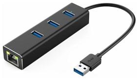 img 4 attached to Adapter USB HUB + Ethernet network "4 in 1" hub 3 x USB 3.0 + RJ45 adapter LAN Internet 100 Mbps