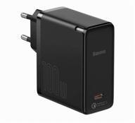 network charger/fast charger baseus gan2 fast charger 1c 100w eu set black (cable type-c to type-c 100w(20v/5a) tzccgan-l01 logo