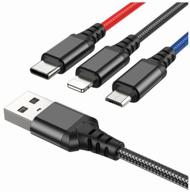 кабель 3-в-1 hoco x76 super зарядный провод/super charging cable(ip type-c micro) black/red/blue логотип