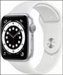 apple watch series 6 40mm aluminium case cellular smart watch, silver/white sport band logo