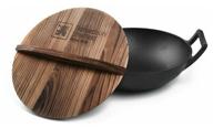 wok cast iron richardson sheffield with a wooden lid made of cedar, 4.2 l. logo