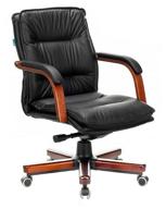 computer chair bureaucrat t-9927walnut-low for executive, upholstery: genuine leather, color: black logo