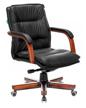 computer chair bureaucrat t-9927walnut-low for executive, upholstery: genuine leather, color: black logo