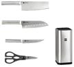 huo hou stainless steel kitchen knife set, 3 knives, scissors and stand logo