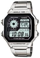 casio ae-1200whd-1a quartz watch, alarm clock, stopwatch, countdown timer, waterproof, display backlight логотип