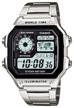 casio ae-1200whd-1a quartz watch, alarm clock, stopwatch, countdown timer, waterproof, display backlight logo
